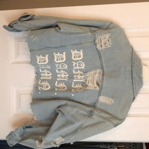 Distressed Cropped Jean Jacket - Picture 2 of 4